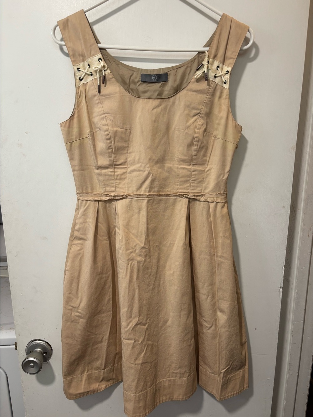 MCQ Alexander McQueen Vintage 2000’s Tan Fit & Flare Lace Up Corset Back Sz 42 6